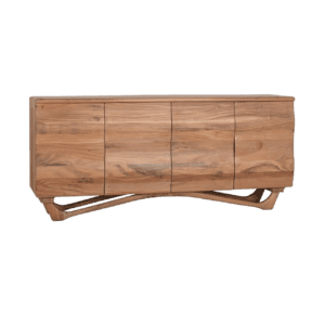 Aparador de Madera de Acacia Natural en Detalle Ondulado 4 Puertas - Giner y Colomer