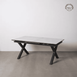 Mesa de Comedor Extensible Blanco de Ceramica y Cristal - IXIA (1)