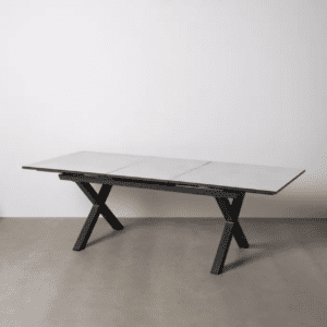 Mesa de Comedor Extensible Blanco de Ceramica y Cristal - IXIA (2)