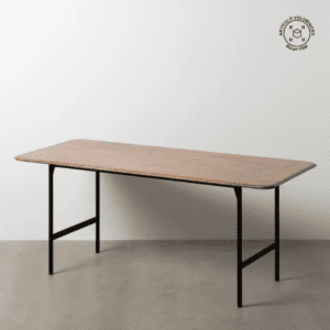 Mesa de Comedor Marrón-Negro de Metal y Madera de Caucho - IXIA (1)