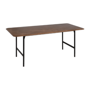 Mesa de Comedor Marrón-Negro de Metal y Madera de Caucho - IXIA (2)