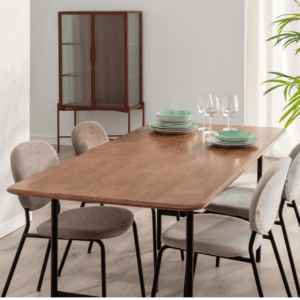 Mesa de Comedor Marrón-Negro de Metal y Madera de Caucho - IXIA (9)