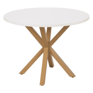 Mesa de Comedor Redondo Blanco Natural y Metal 100 x 100 - IXIA (2)