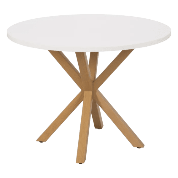 Mesa de Comedor Redondo Blanco Natural y Metal 100 x 100 - IXIA