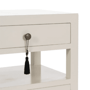 Mesita de Noche Blanco de Madera DM Estilo Oriente 1 Cajon 2 Puertas - IXIA (10)