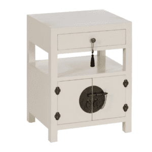 Mesita de Noche Blanco de Madera DM Estilo Oriente 1 Cajon 2 Puertas - IXIA (2)