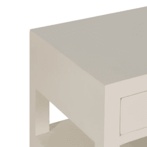 Mesita de Noche Blanco de Madera DM Estilo Oriente 1 Cajon 2 Puertas - IXIA (4)