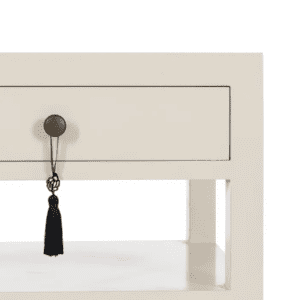 Mesita de Noche Blanco de Madera DM Estilo Oriente 1 Cajon 2 Puertas - IXIA (5)