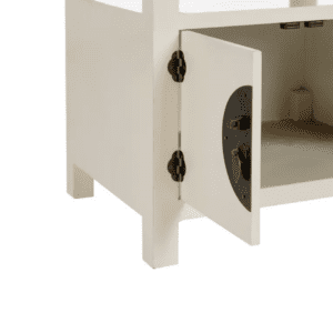 Mesita de Noche Blanco de Madera DM Estilo Oriente 1 Cajon 2 Puertas - IXIA (9)