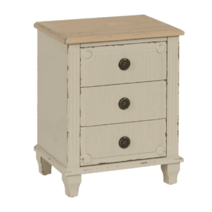 Mesita de Noche Crema de Madera de Abeto 3 Cajones - IXIA (2)