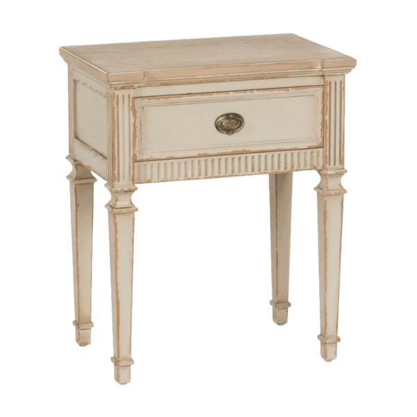 Mesita de Noche Natural-Crema de Madera de Abeto 1 Cajón - IXIA