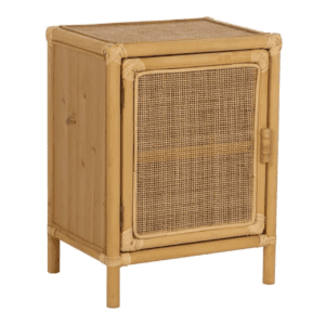 Mesita de Noche Natural de Madera de Ratán 1 Puerta - IXIA (2)
