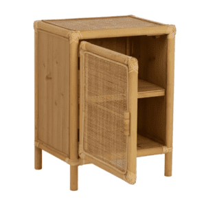 Mesita de Noche Natural de Madera de Ratán 1 Puerta - IXIA (3)