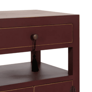 Mesita de Noche Teja de Madera de Madera de Abeto Esilo Oriental 1 Cajón 2 Puertas - IXIA (10)