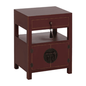Mesita de Noche Teja de Madera de Madera de Abeto Esilo Oriental 1 Cajón 2 Puertas - IXIA (2)