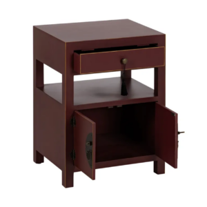 Mesita de Noche Teja de Madera de Madera de Abeto Esilo Oriental 1 Cajón 2 Puertas - IXIA (3)
