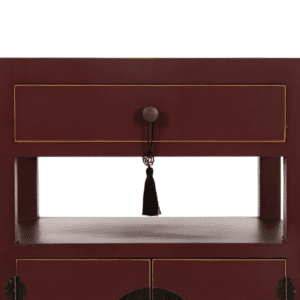 Mesita de Noche Teja de Madera de Madera de Abeto Esilo Oriental 1 Cajón 2 Puertas - IXIA (5)