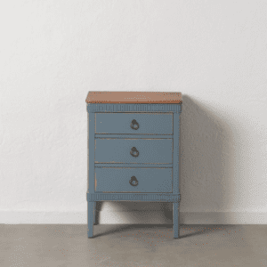 Mesita de Noche de Madera de Abeto Azul 3 Cajones - IXIA (1)
