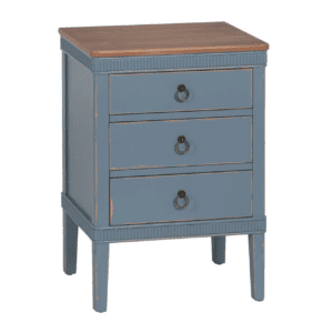 Mesita de Noche de Madera de Abeto Azul 3 Cajones - IXIA (2)