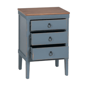 Mesita de Noche de Madera de Abeto Azul 3 Cajones - IXIA (3)