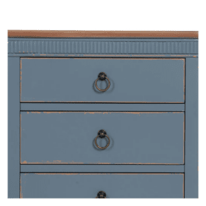 Mesita de Noche de Madera de Abeto Azul 3 Cajones - IXIA (6)