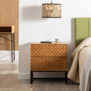 Mesita de Noche de Madera de Fresno DM Natural 2 Cajones - IXIA (11)