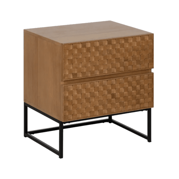 Mesita de Noche de Madera de Fresno DM Natural 2 Cajones - IXIA (12)