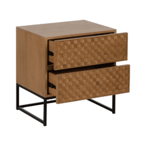 Mesita de Noche de Madera de Fresno DM Natural 2 Cajones - IXIA (3)