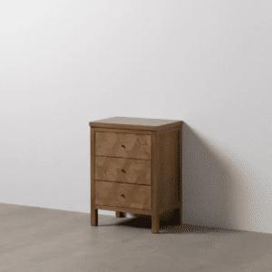 Mesita de Noche de Madera de Paulonia Natural DM 3 Cajones - IXIA (1)