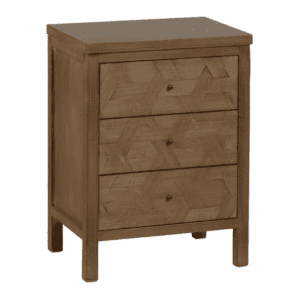 Mesita de Noche de Madera de Paulonia Natural DM 3 Cajones - IXIA (2)
