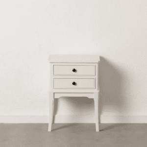 Mesita de Noche de Madera de Pino Blanco 2 Cajones - IXIA (1)