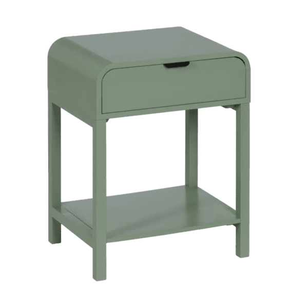 Mesita de Noche de Madera de Pino Verde 1 Cajón - IXIA