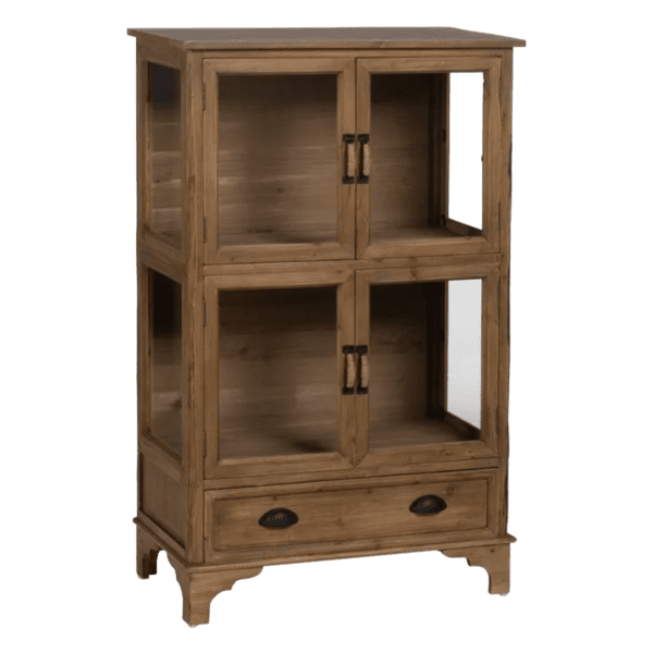 Vitrina Natural de Madera de Abeto 4 Puertas 1 Cajon - IXIA