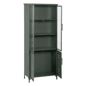 Vitrina Verde Militar de Metal y Cristal 2 Puertas Superioes 2 Puertas Inferiores - IXIA (3)
