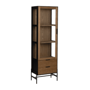 Vitrina de Madera de Fresno Negro-Natural DM 1 Puerta 2 Cajones - IXIA (2)
