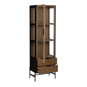 Vitrina de Madera de Fresno Negro-Natural DM 1 Puerta 2 Cajones - IXIA (3)