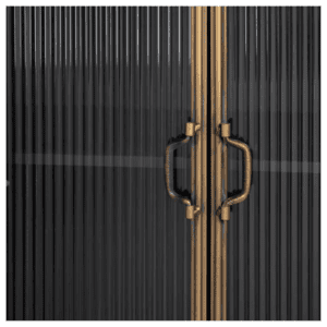 Vitrina de Metal y Cristal Brick Negro-Oro 3 Cajones 2 Puertas - IXIA (10)