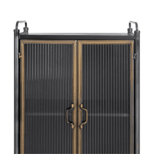 Vitrina de Metal y Cristal Brick Negro-Oro 3 Cajones 2 Puertas - IXIA (5)