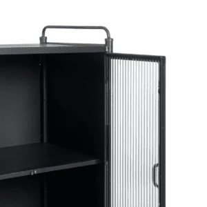 Vitrina de Metal y Cristal Brick Negro-Oro 3 Cajones 2 Puertas - IXIA (7)