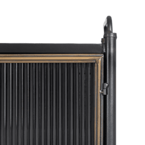 Vitrina de Metal y Cristal Brick Negro-Oro 3 Cajones 2 Puertas - IXIA (9)