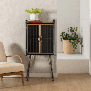 Vitrina de Metal y Cristal Brick Negro-Oro - IXIA (11)