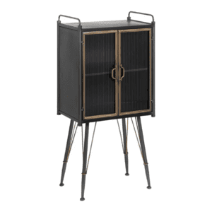 Vitrina de Metal y Cristal Brick Negro-Oro - IXIA (2)