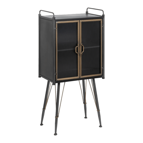 Vitrina de Metal y Cristal Brick Negro-Oro - IXIA