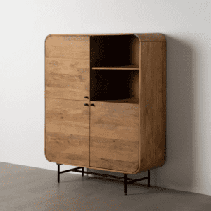 Armario Natural de Madera de Mango con Patas de Hierro 3 Puertas 2 Huecos - Ixia (1)