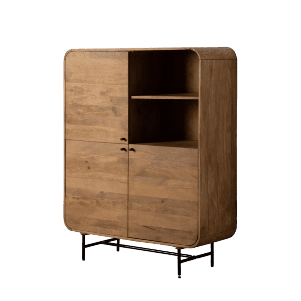 Armario Natural de Madera de Mango con Patas de Hierro 3 Puertas 2 Huecos - Ixia