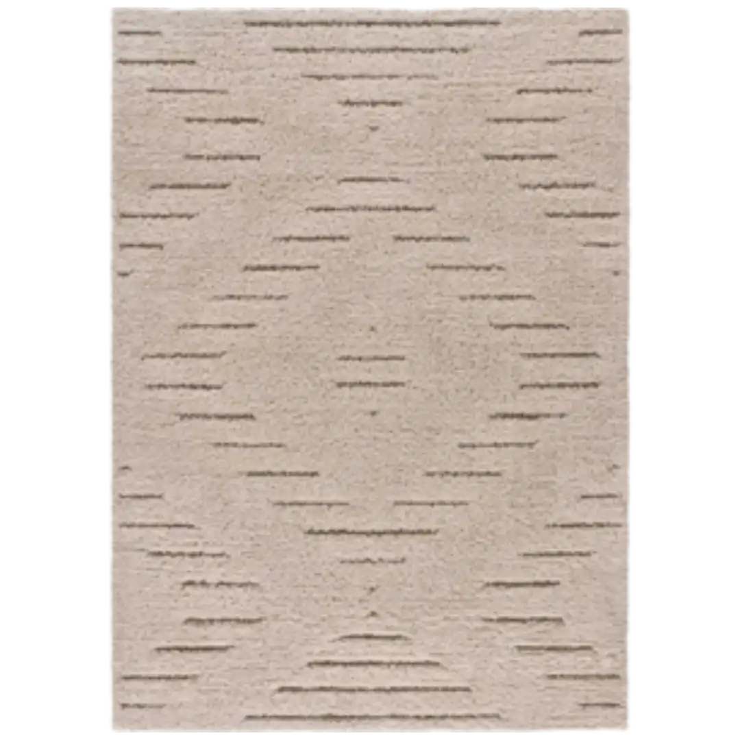 Alfombra Shaggy Estilo Escandinavo Rayas Atesa 80366 Crema - Universal