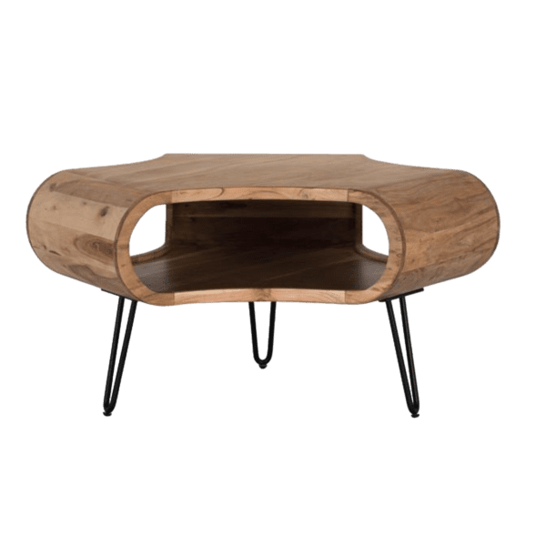 Mesa de Centro Natural de Madera de Acacia Contemporanea con Revistero - Giner y Colomer