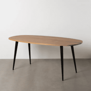 Mesa de Comedor Natural de Madera de Mango y Patas de Hierro - Ixia (1)