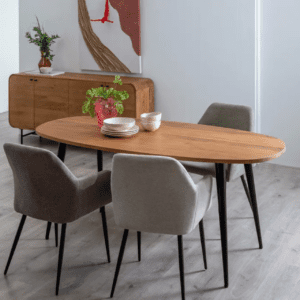 Mesa de Comedor Natural de Madera de Mango y Patas de Hierro - Ixia (2)
