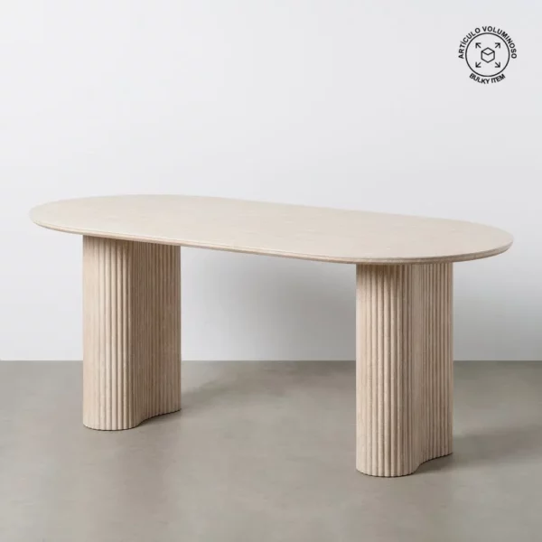 MESA COMEDOR BEIGE PIEDRA MDF DECORACIÓN 180 X 90 X 76 CM-1